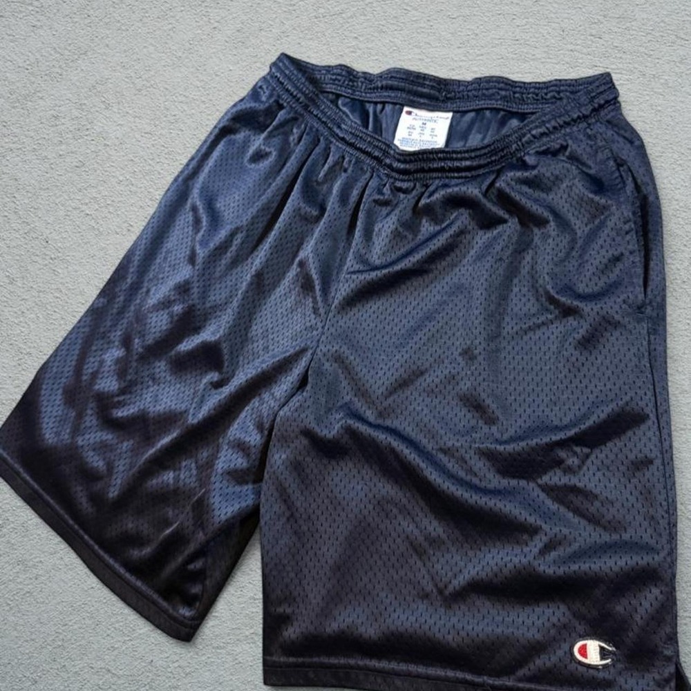 Champion Mens Navy Blue Mesh Athletic Basketball Shorts Size M